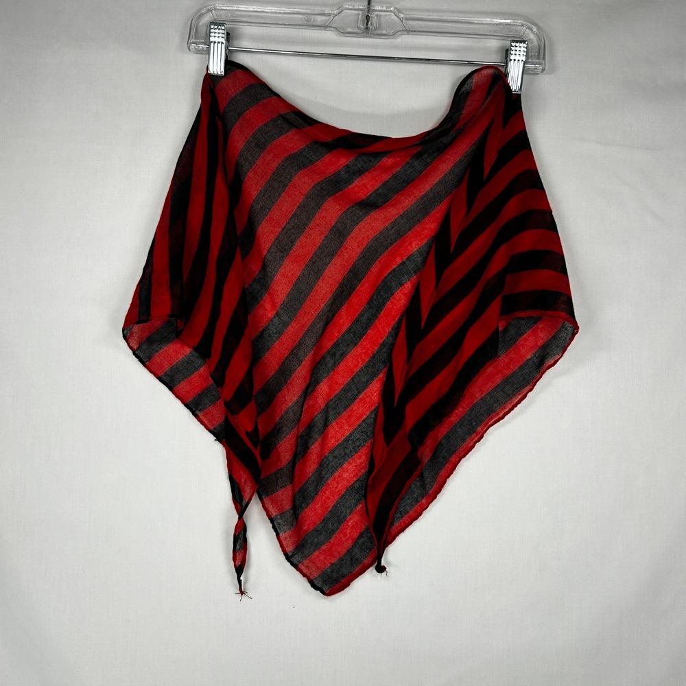 Red and Black Striped Diagonal Square Scarf Grunge Emo Rocker